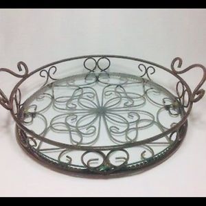 SLAH Jamestown Estate Tray EUC Wrought Iron Glass